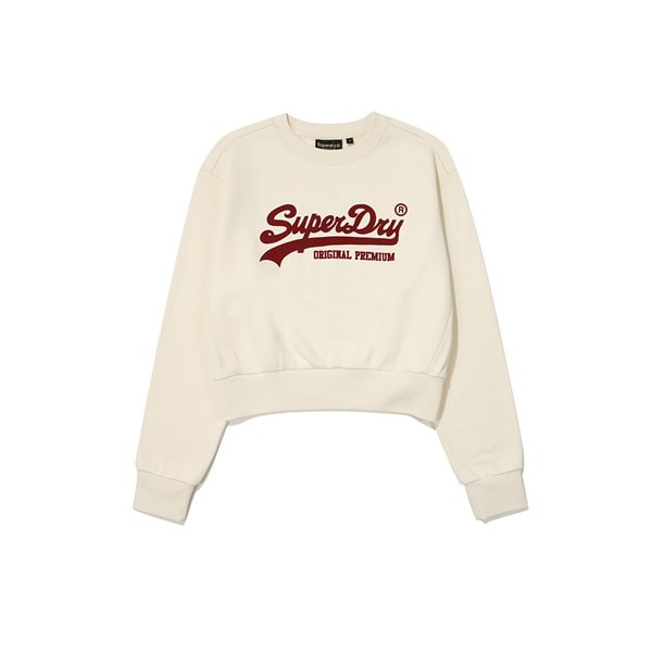 [시흥점] 여성 빈티지 로고 크롭 맨투맨 아이보리 SDFMRFO06IVR