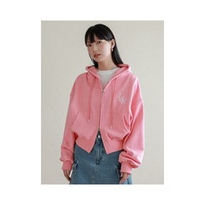 Lossy Big Logo Crop Hood Zip-up Pink