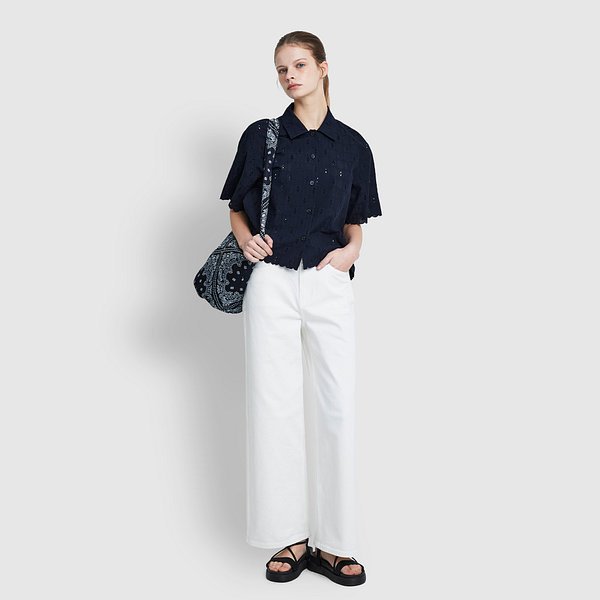 여 아일렛 반팔 셔츠 J116203541056