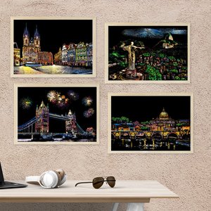  투코비 스크래치 페이퍼 프레임 세트 A4 아름다운 세계도시