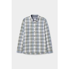 린넨 100 깅엄 체크 셔츠 SASFM24541KHX