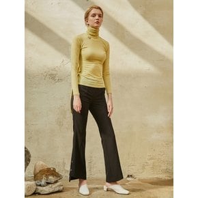 waist tie turtleneck_lemon green