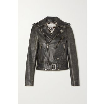 골든구스 Belted Distressed Leather Jacket 블랙