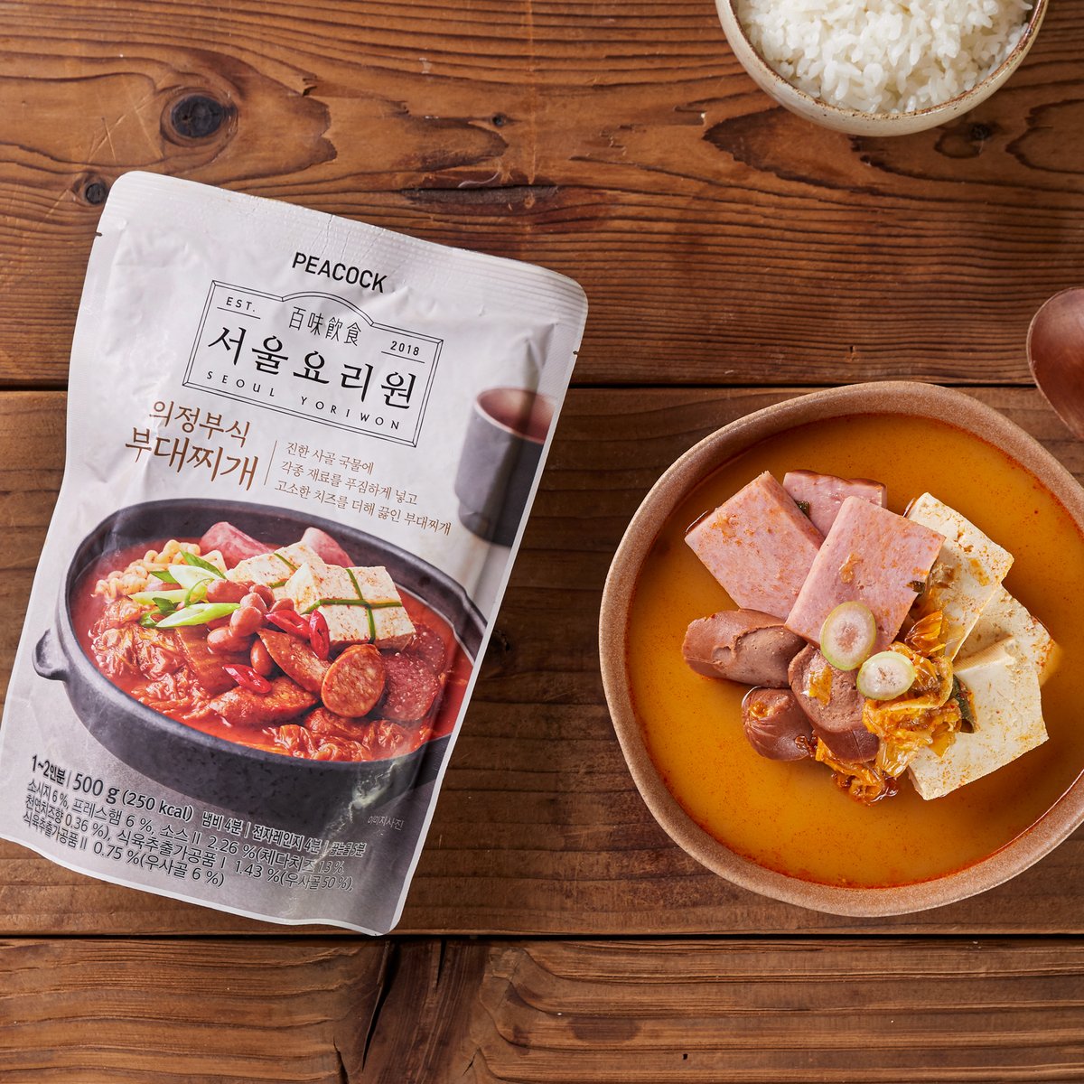 피코크] 서울요리원 의정부식 부대찌개 500G, 새벽배송