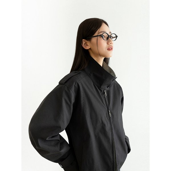 2WAY 하이넥 트렌치 블루종 자켓_블랙