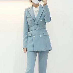 / 여성 봄가을 정장 자켓 벨티드 카라 스판 재킷