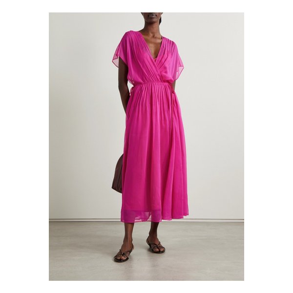 라 리뉴 핀턱 실크 조젯 맥시 드레스 핑크 1647597329716489