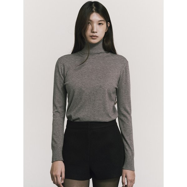 [ESSENTIAL] SOFT TURTLENECK SLIM KNIT_GRAY