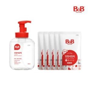 100%식품첨가물 젖병세정제 거품타입 450ml 1개+ 리필 400ml x5개