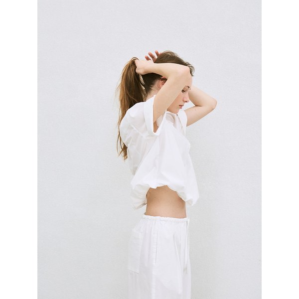balloon half sleeve shirt (white)