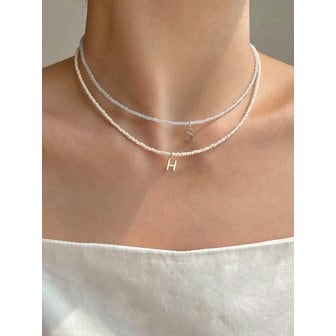 리엔느와르 Romantic Initial Necklace (Ivory/Skyblue)