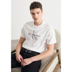 5072622 Calvin Klein HERO MONOGRAM TEE - Print T-shirt brilliant white