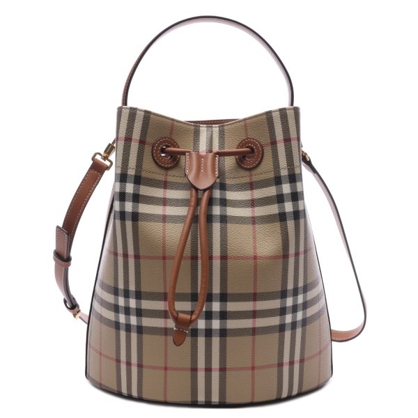 [부산점] 25SS 여성 체크 드로스트링 버킷 스몰 숄더백 (8100490 VINTAGE CHECK BRIAR BROWN 25S