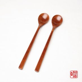 국내산 친환경 천연 옻칠 나무  롱 티스푼 2p