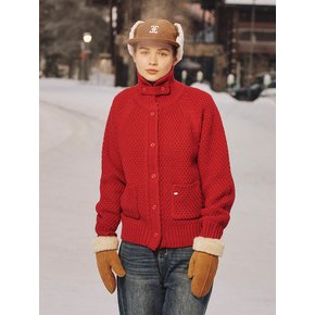 HARBOR HIGH NECK CARDIGAN (RED)