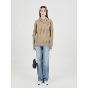 Modal Cable Collar Knit (Oatmeal)