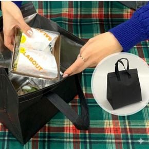중형 블랙 내부 은박 보냉가방 보온가방 직장인 도시락 주머니