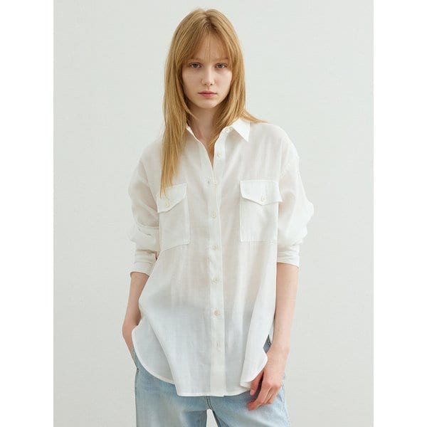 시스루 시어 투포켓 셔츠_WHITE