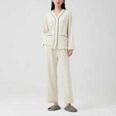 여 밍크 플리스 브이넥 파자마 세트(IVORY / NAVY / GREY)