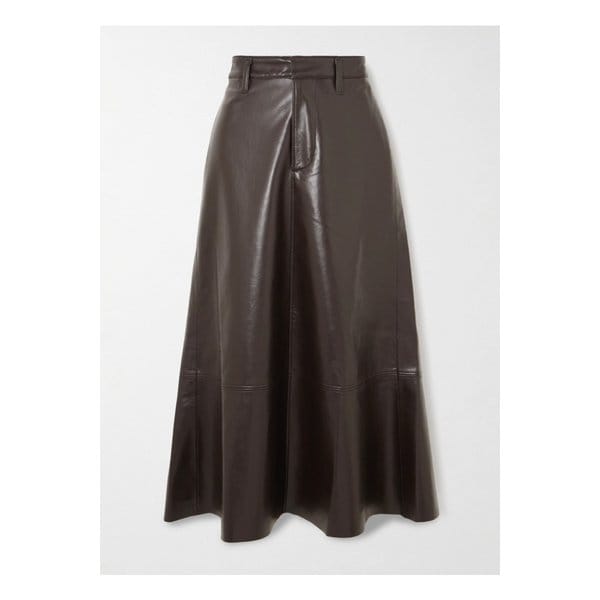 카시아  가죽 혼방 미디 스커트 초콜릿 1647597346690041