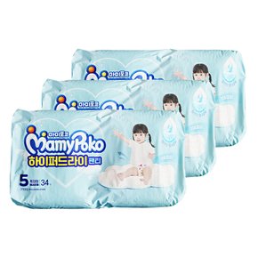 엘지 마미포코 하이퍼드라이 팬티형 기저귀 5단계 특대형 여아용 34개입 3개
