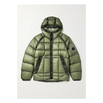 CP컴퍼니 로고 아플리케 퀼팅 D.D. 셸 후드 다운 재킷 그린 46376663162869036