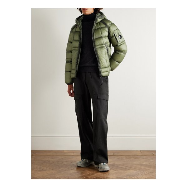 로고 아플리케 퀼팅 D.D. 셸 후드 다운 재킷 그린 46376663162869036