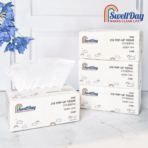 210 팝업 미용티슈 8개 (210매 4개입 X 2팩)