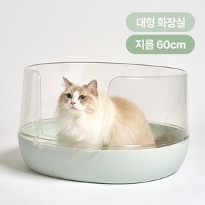 냥쌤 배변 스트레스를 최소화한 고양이 투명화장실 (화이트/그린)