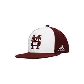 3719478 Adidas Mens adidas White Mississippi State Bulldogs On-Field Baseball Fitted Hat