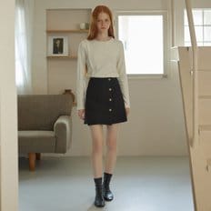 COLLAR TWEED SKIRT_BLACK