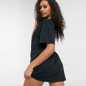  나이키 반팔 원피스 롱 티셔츠 드레스 블랙 에센셜 미니 로고