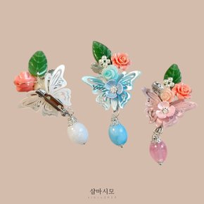 한복 소품 매화 나비 브로치