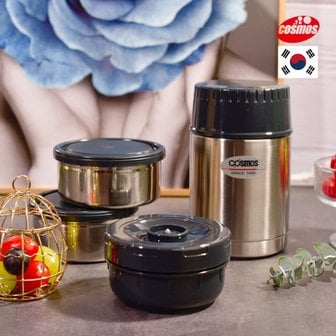  코스모스 국내생산 따끈 보온도시락 찬통3개 WJ-120 죽통 550ml