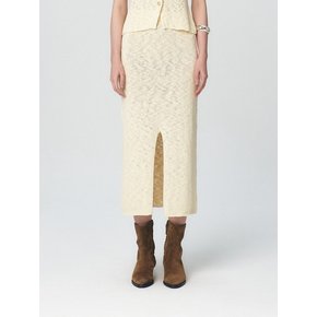 H-line Knitted Skirt, Light Yellow