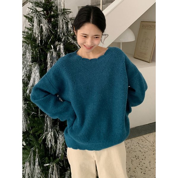 알파카 베일 라운드넥 니트_3COLORS