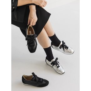 suede combi sneakers black