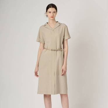 BCBG 벨티드 오픈카라 원피스 B4M4O681