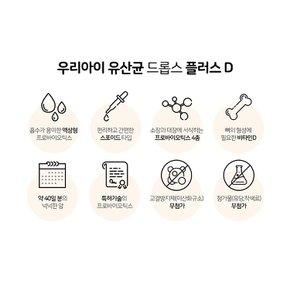 더데이 우리아이 유산균3종세트(10mlx3병) 드롭스 플러스D 보장균수1억 출산선물 프로바이오틱스