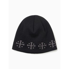 크로스 로고 자카드 비니 [블랙]