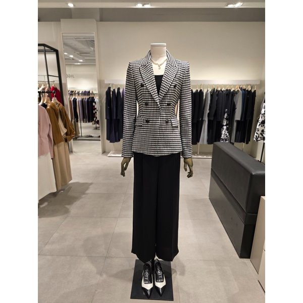 [파주점] 세트 깅엄 체크 자켓 + 니트 + 와이드 팬츠 JS3B0JK321,JS3B1PO501,JS3B0SL531