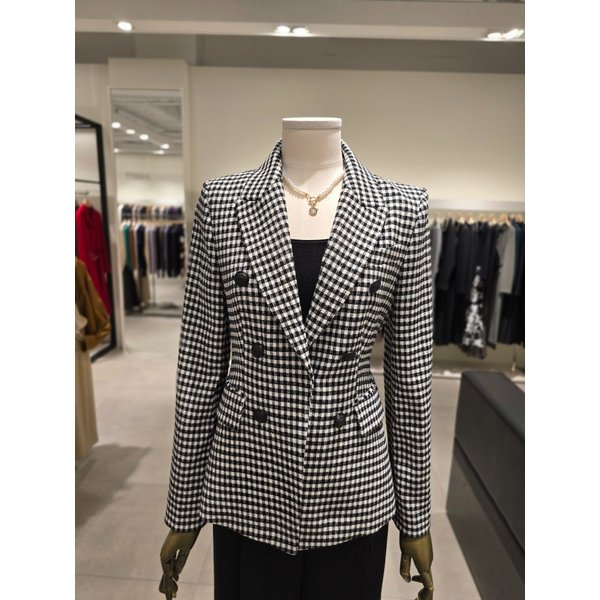 [파주점] 세트 깅엄 체크 자켓 + 니트 + 와이드 팬츠 JS3B0JK321,JS3B1PO501,JS3B0SL531