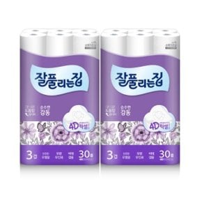 잘풀리는집 순수한감동 3겹 화장지 25M 30롤 x 2팩 (총60롤)