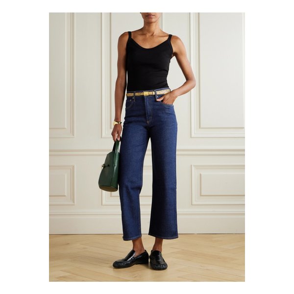 렌 크롭 하이라이즈 와이드 진 다크 데님 46376663162898792