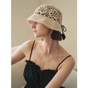 올인컴플리트 Manon Tied Crochet Hat (2 Colors)