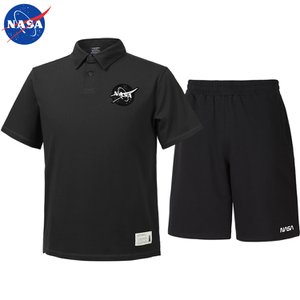 NASA 나사 남녀공용 면 카라티+면 반바지 상하세트 N-163UBK+N-062PBK 남자 여성 폴로티 숏팬츠