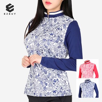이지바이 썬라이즈 여성 부드럽고 포인트 주기 좋은 긴팔 집업 티셔츠C(B12LT029W)/골프/아웃도어