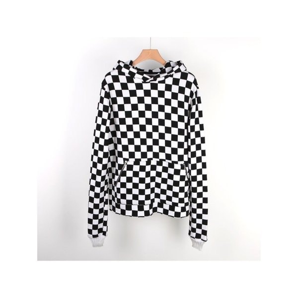 체커보드 후드 블랙화이트 MHD05