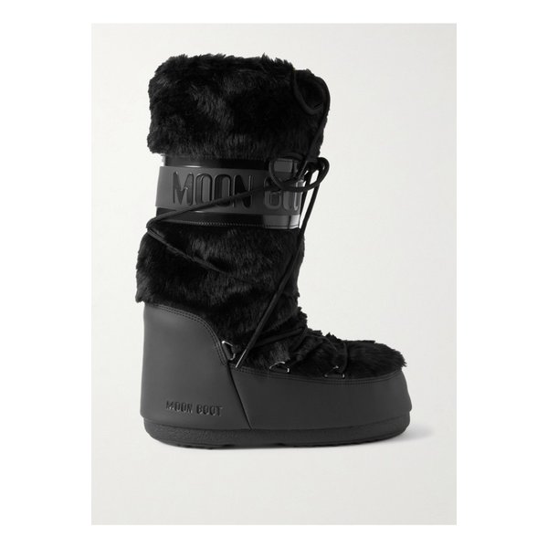 문부츠 아이콘 인조 퍼 인조 가죽 스노우 부츠 블랙 1647597352609620