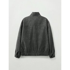 헤링본 울 블렌드 블루종 자켓_차콜